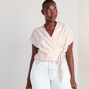 Old Navy Striped Wrap Blouse